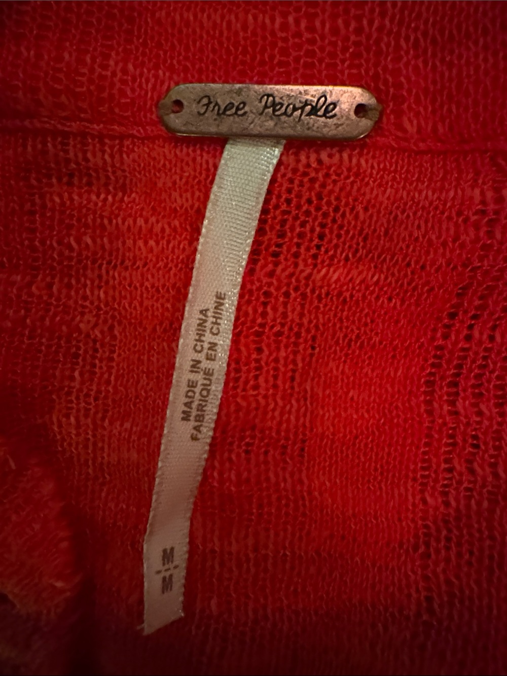 Free People Red Button-Up Lightweight Collared Shirt - Picture 2 of 6